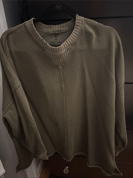 aerie Tops - aerie Olive Green Relaxed Crewneck Pullover